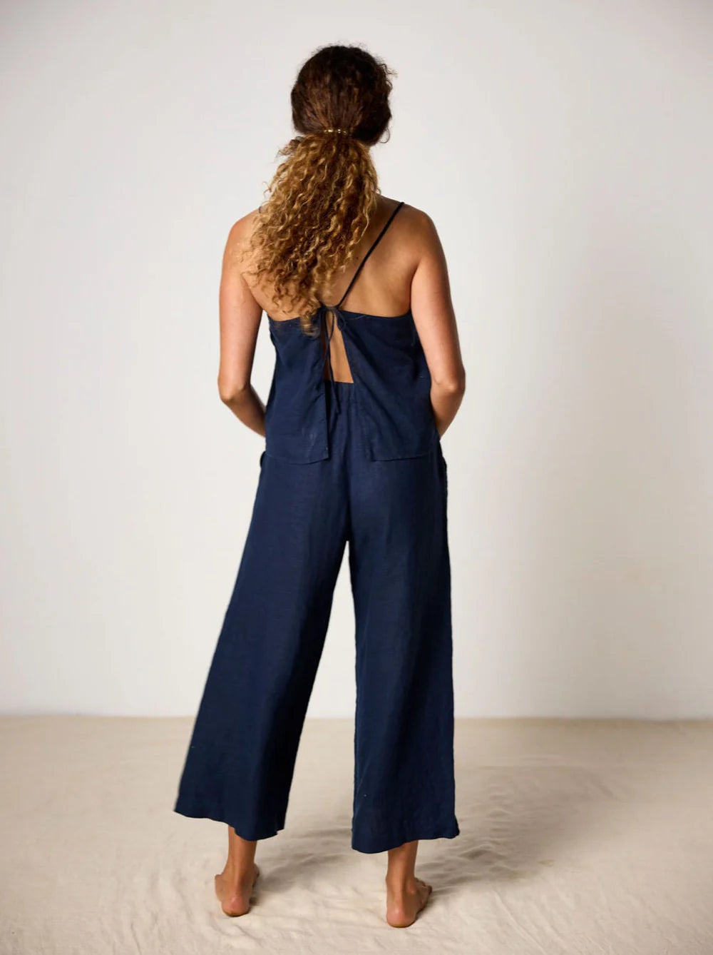 Bella French Linen Pants - Navy