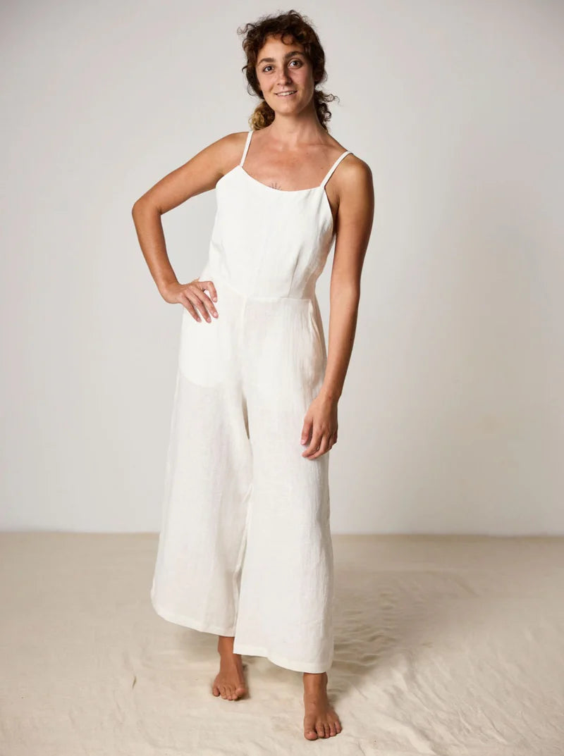 Combinaison Isabella en lin français - Blanc