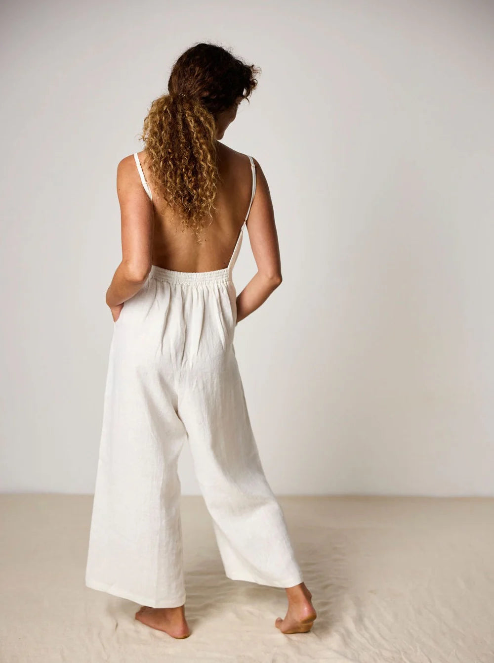 Combinaison Isabella en lin français - Blanc