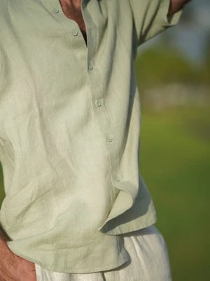 Chemise à manches longues en lin français pour homme
