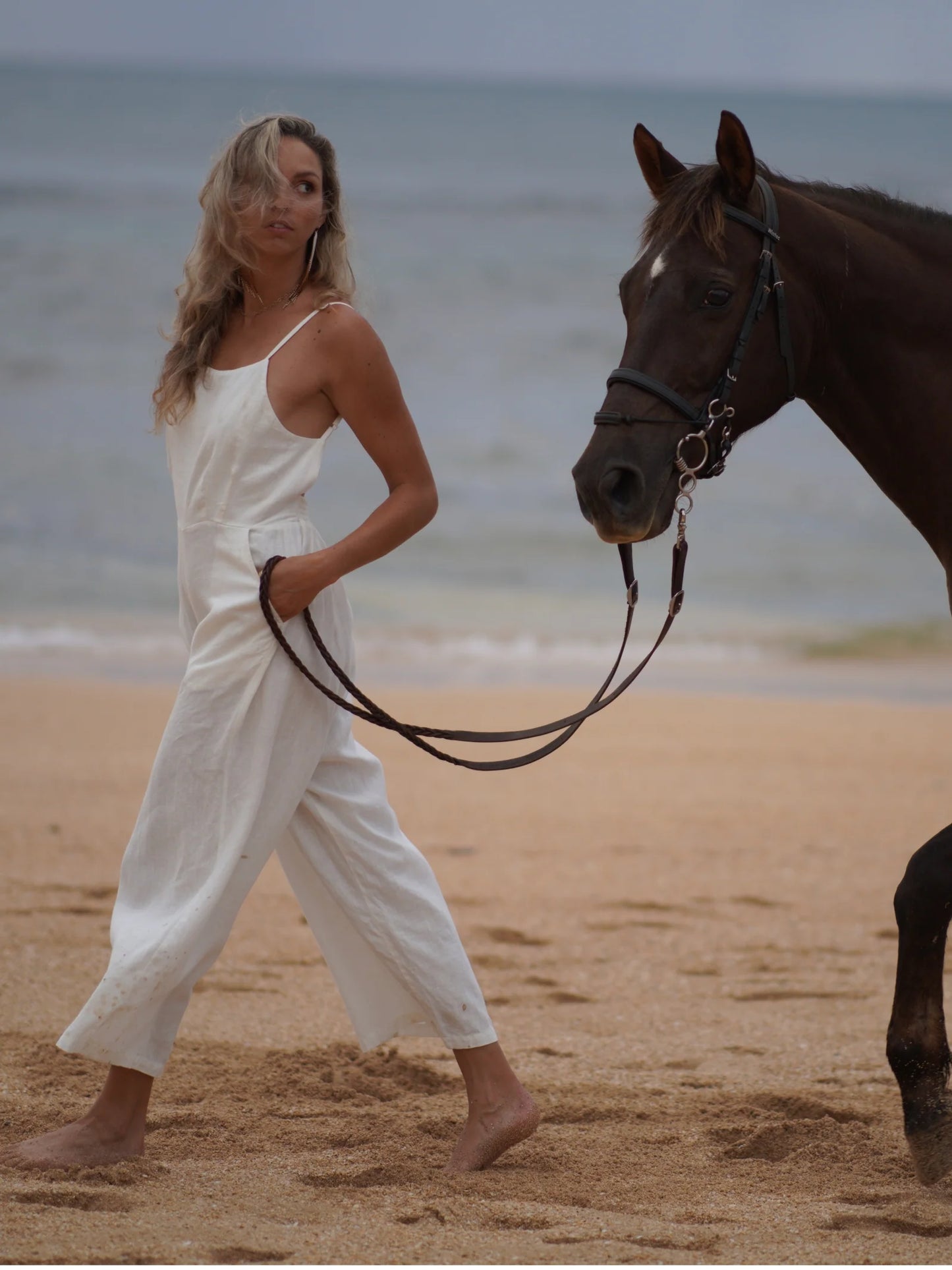 Combinaison Isabella en lin français - Blanc