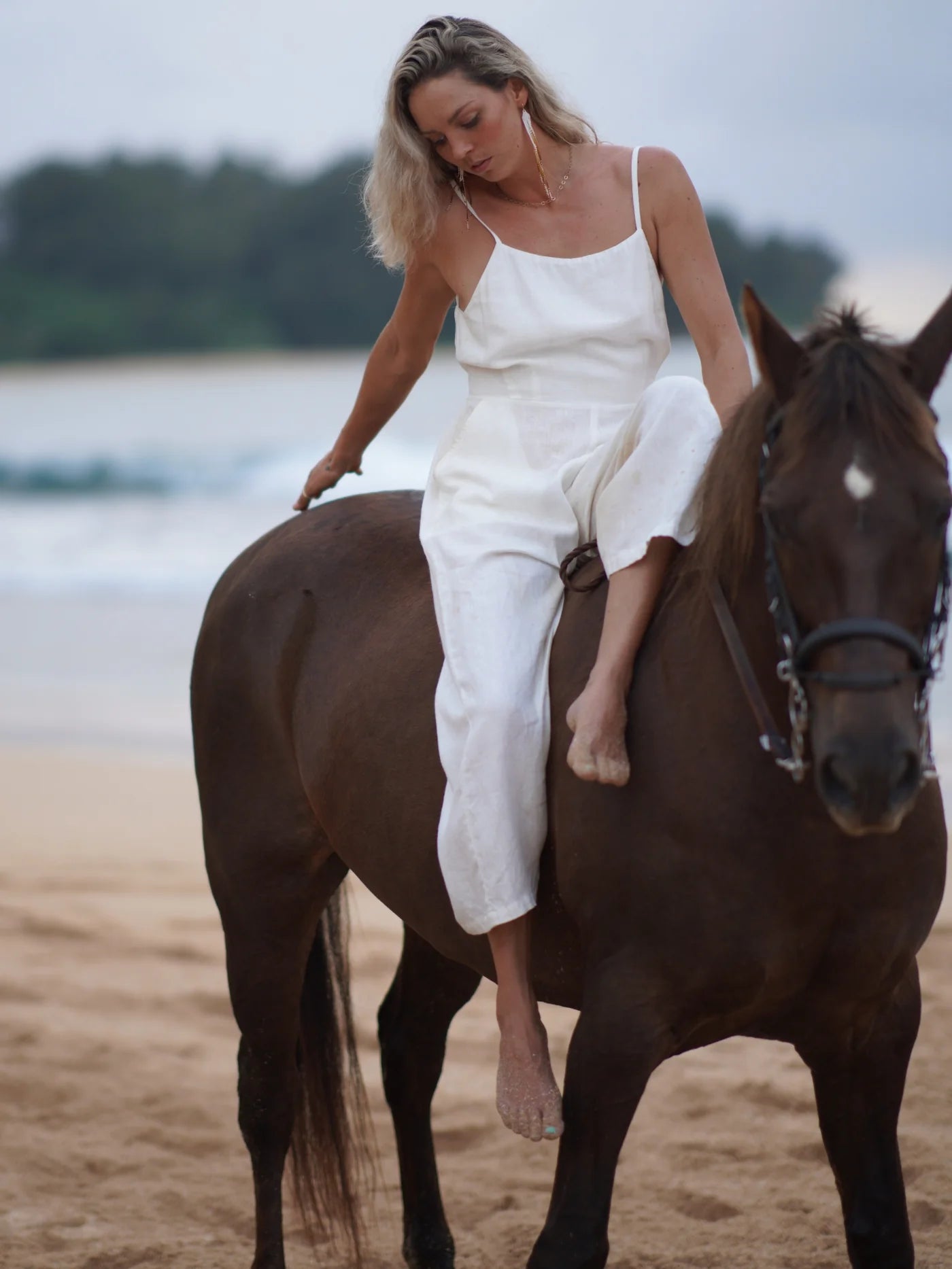 Combinaison Isabella en lin français - Blanc