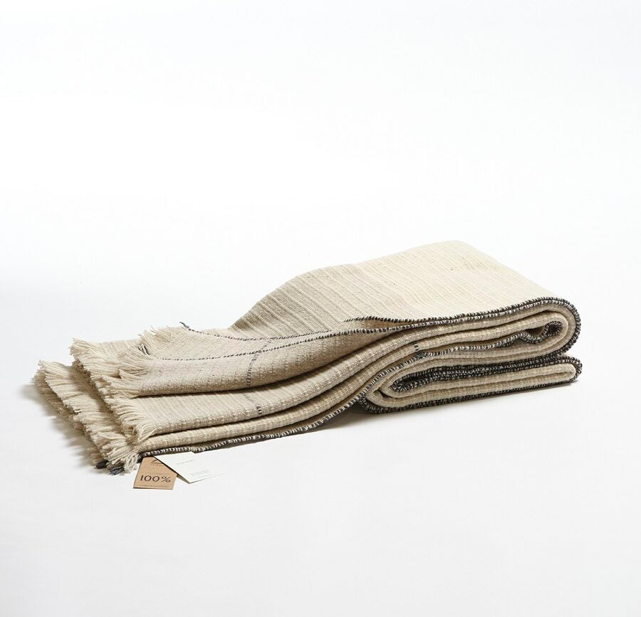 Couvre-lit Aran - Blanc cassé/gris