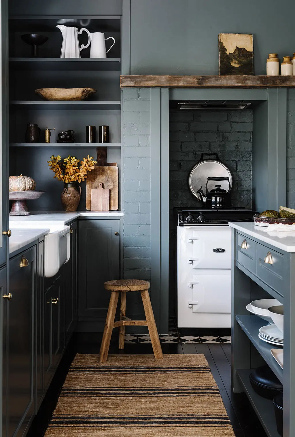 River Ticking Runner Nook - Natural & Indigo