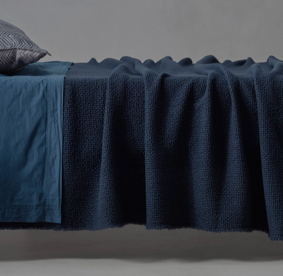 Dark Slate Gray Waffle Wool Blanket