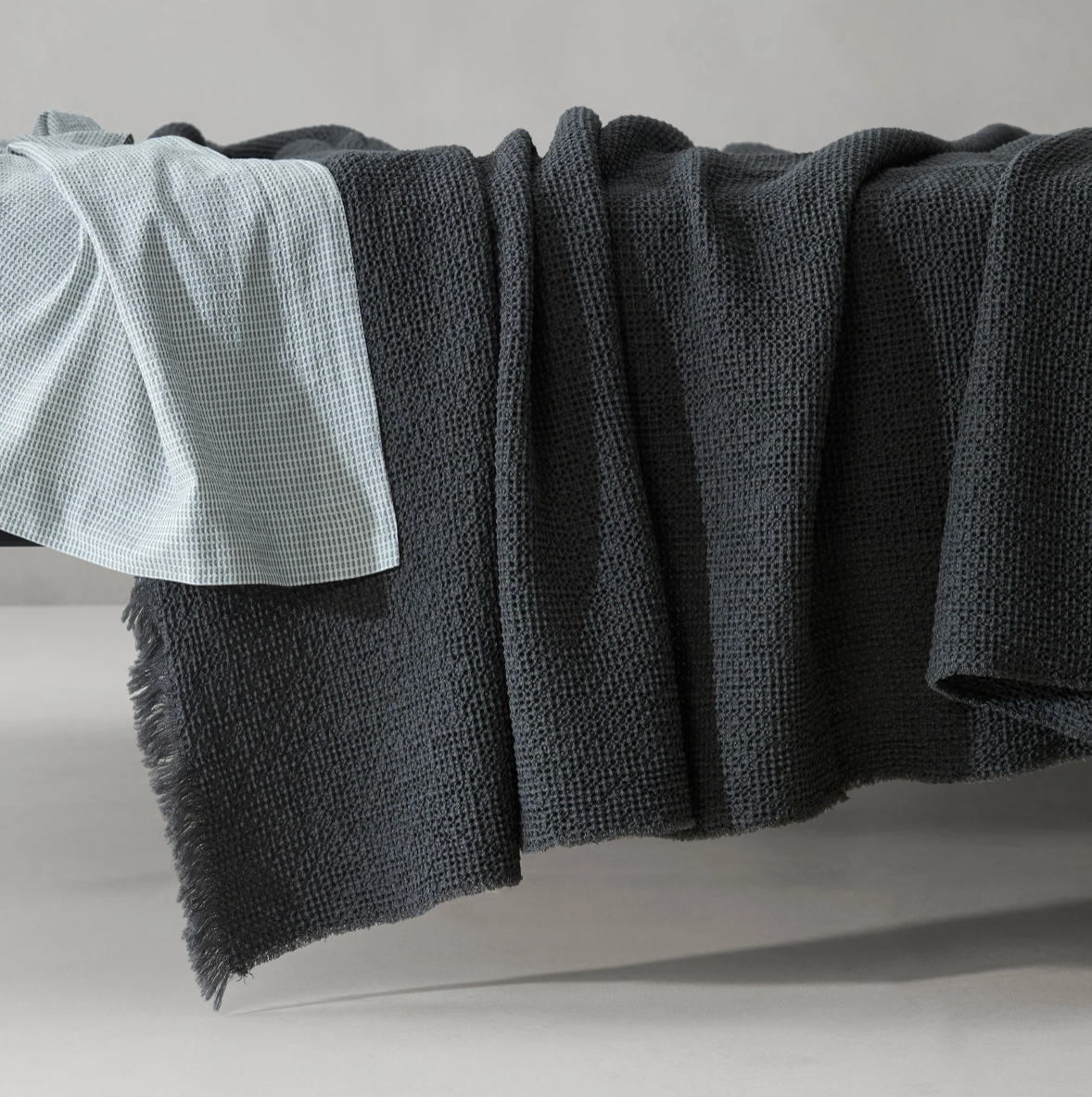 Dark Slate Gray Waffle Wool Blanket