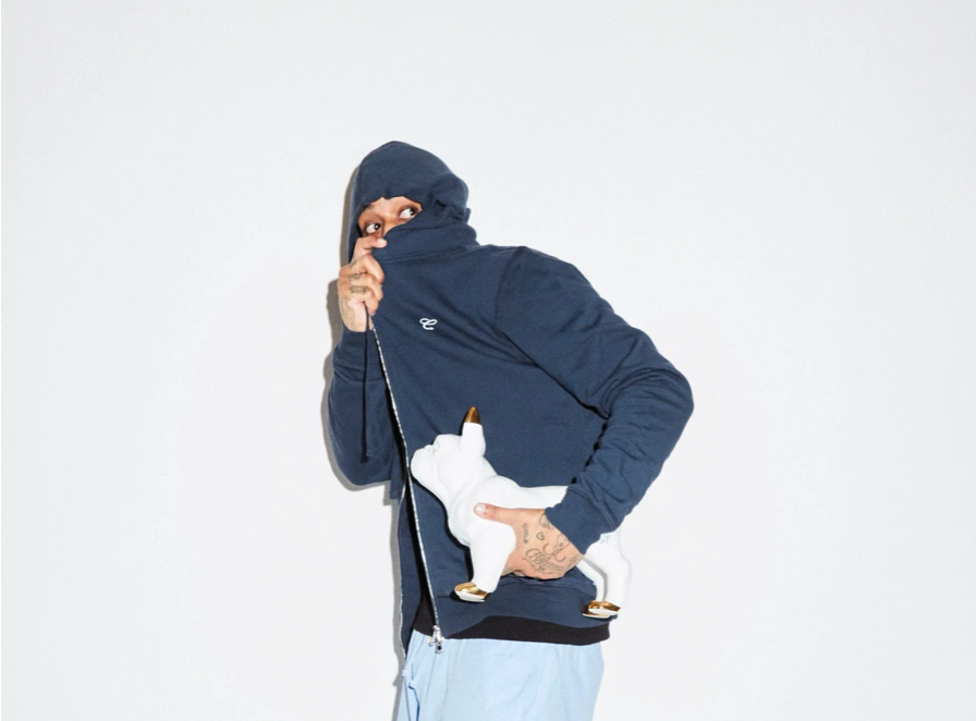 SUDADERA CON CAPUCHA Y CREMALLERA CON LOGO TRIDENT - Azul