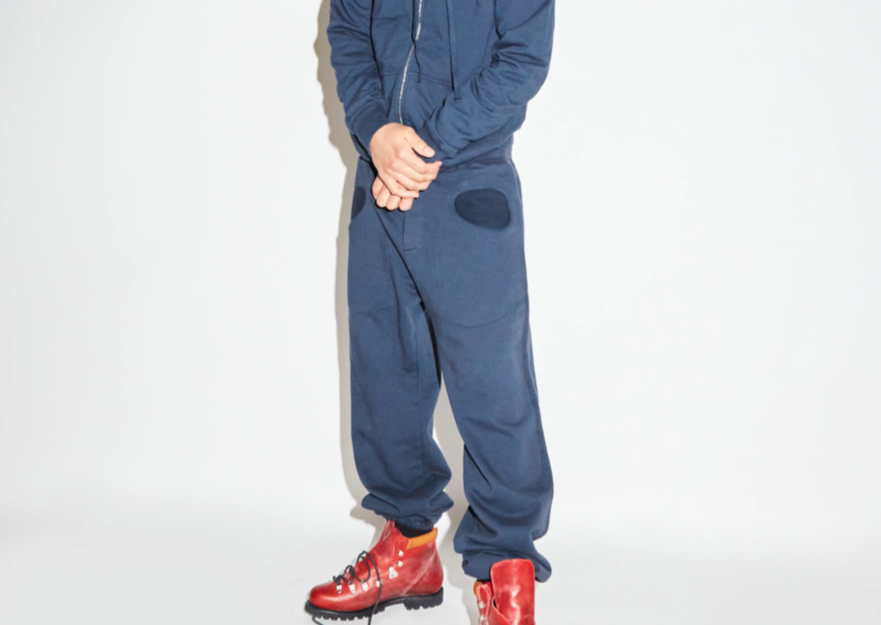 Pantalón deportivo con bolsillos de rizo expuestos - Azul