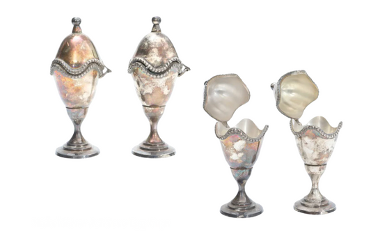 Nickel Silver Art Deco Egg Cups