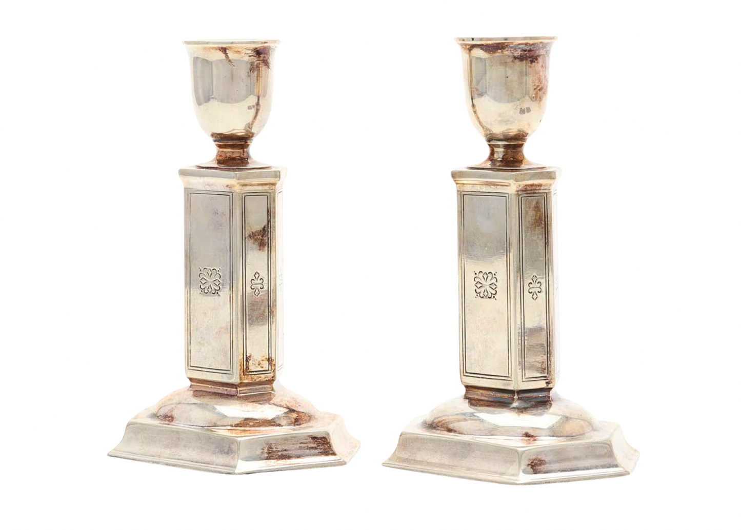 Pair of Nickel Silver Art Deco Candle Holders By Just Andersen for GAB Sweden