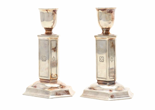 Pair of Nickel Silver Art Deco Candle Holders By Just Andersen for GAB Sweden