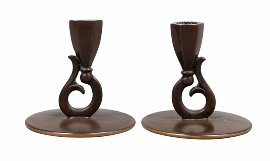 Pair of Art Deco Bronze Candle Sticks by HF Ildfast, Denmark