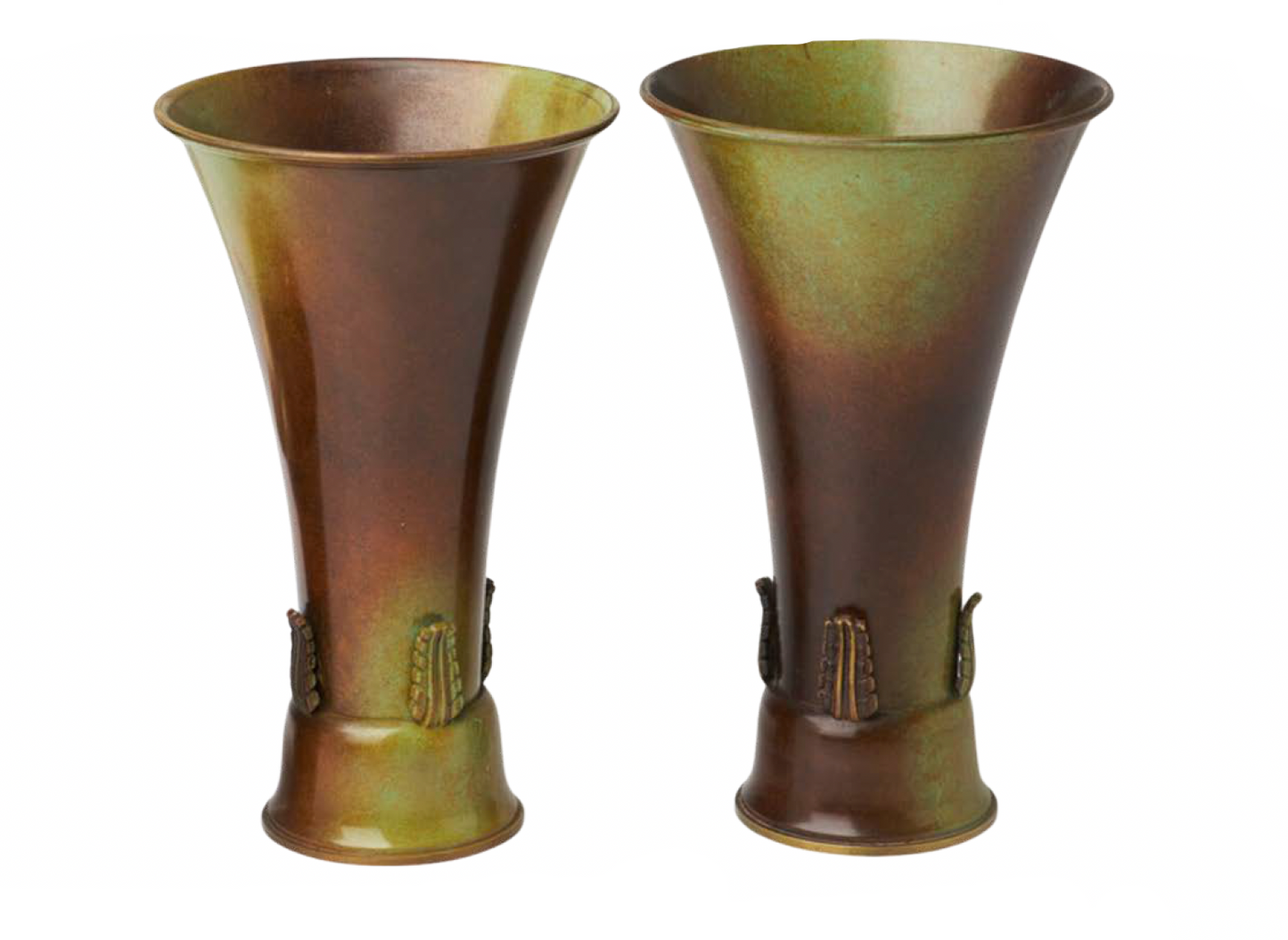 Bronze “Kunga Vasen” Swedish Grace Vases by Ystad Brons