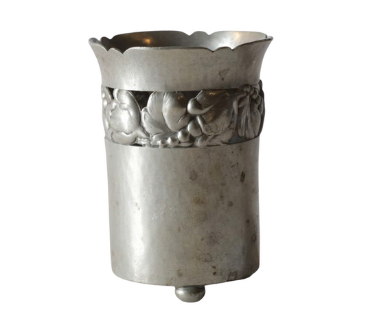 Pewter Footed Vase with Floral Relief by Kunst Tin