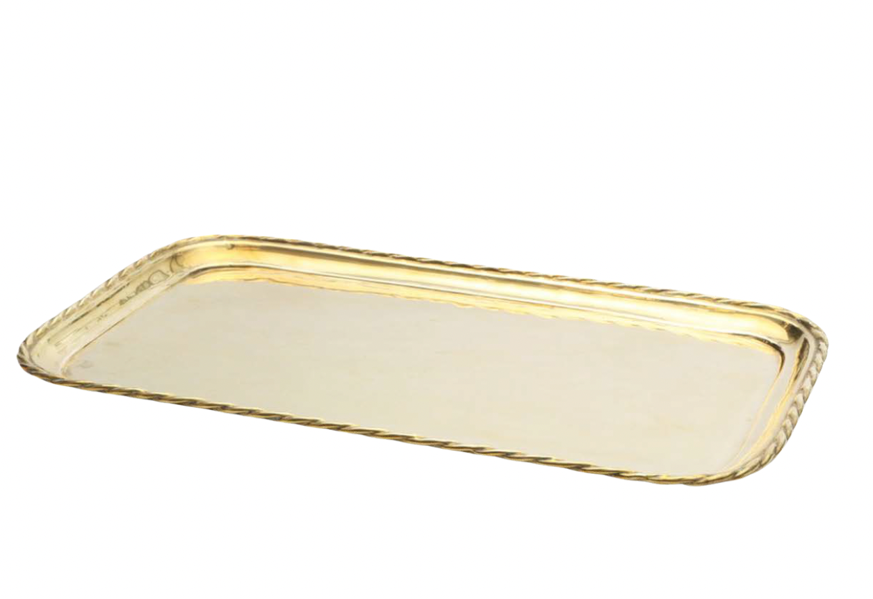 Sweden, 1950's Rectangular Brass Tray with Folded Rope EdgeDetail by Pierre Forsell