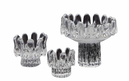 Group of Candle Lanters and a Footed Bowl by Göran Wärff from“Sunflower” Collection for Kosta Boda