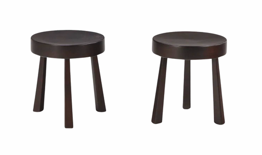 Pair of Brutalist Stained Mahagony Foot Stools