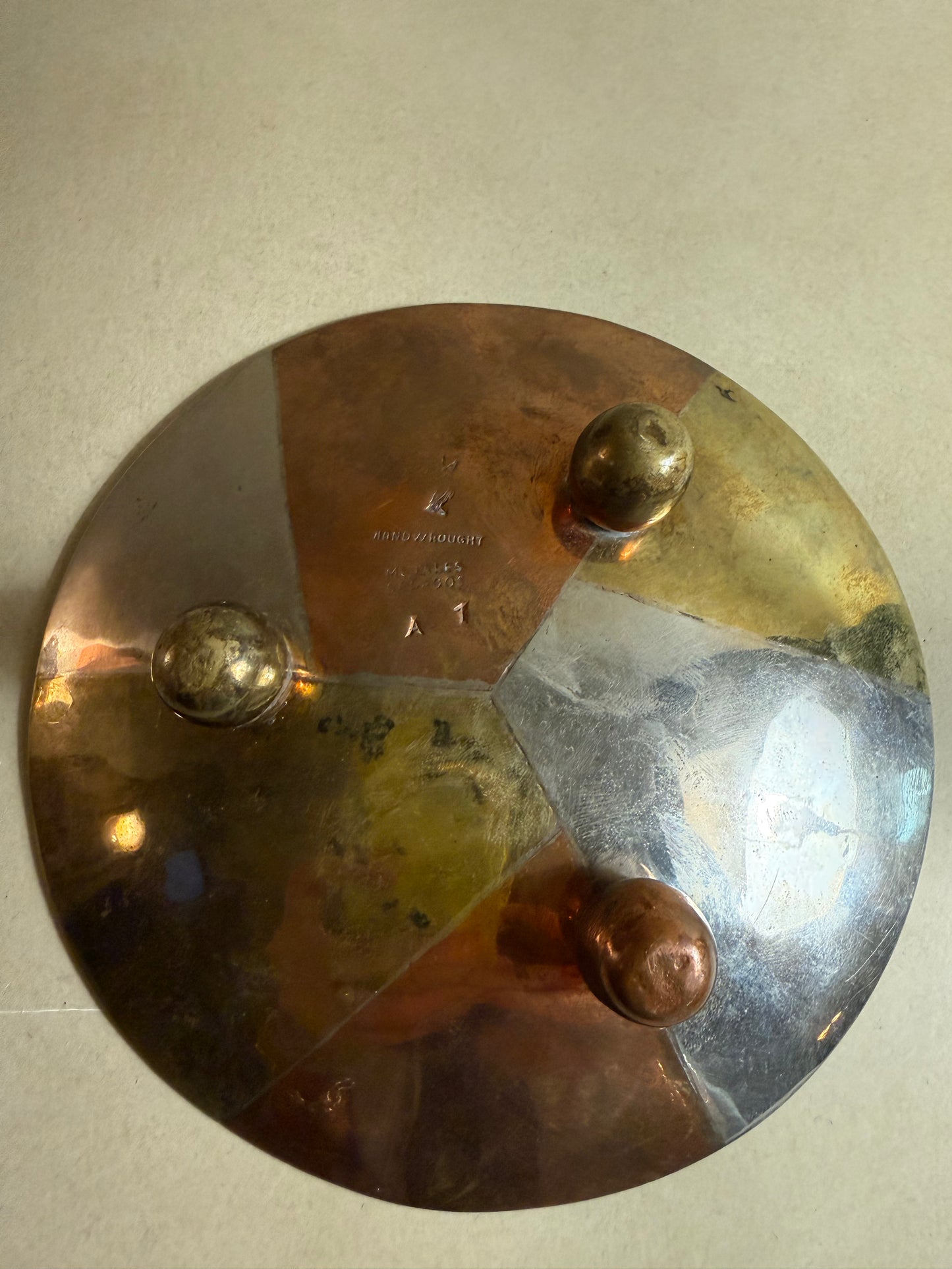 1950's Mexican Brass, Copper & Nickel Dish by Metales Casados
