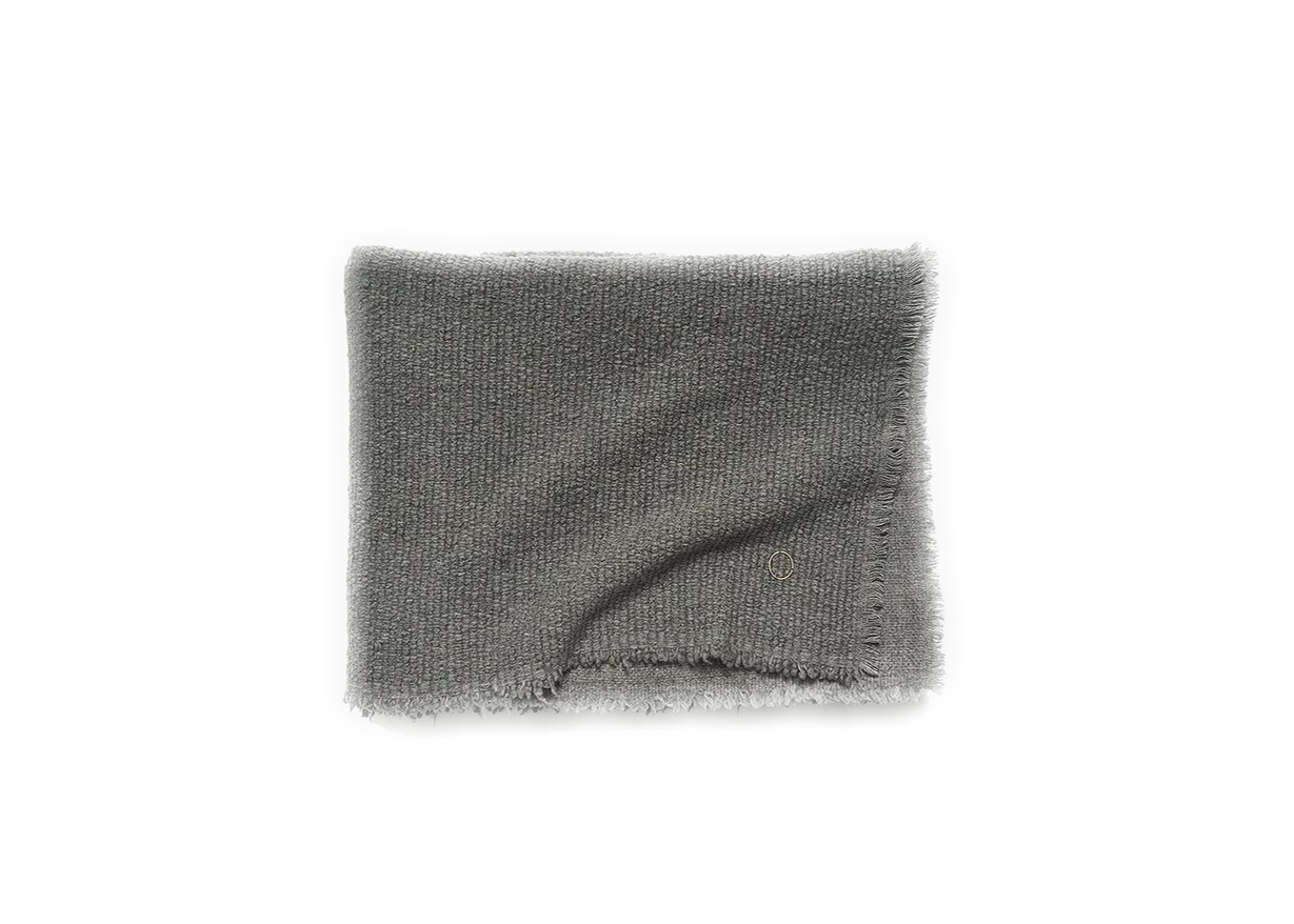 Kalin Woven Wool/Silk/Cashmere Throw in Slate Grey