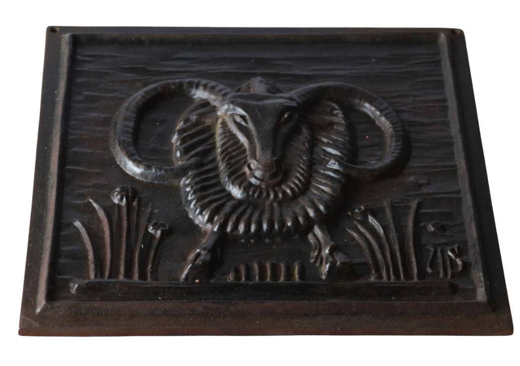 1960's Cast Iron Relief Plaque of Aries by Ella Fogelklou-Skogh for Ystad Metall