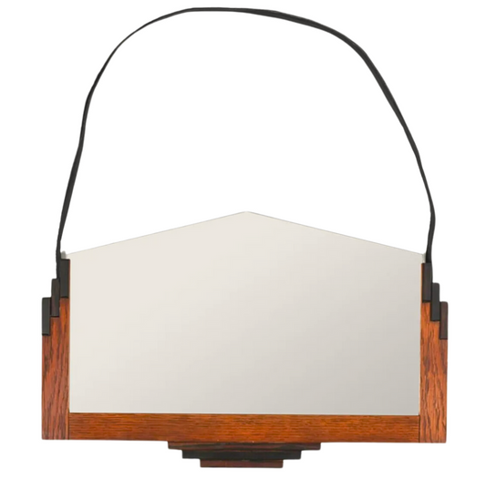 1930's French Art Deco Oak Mirror