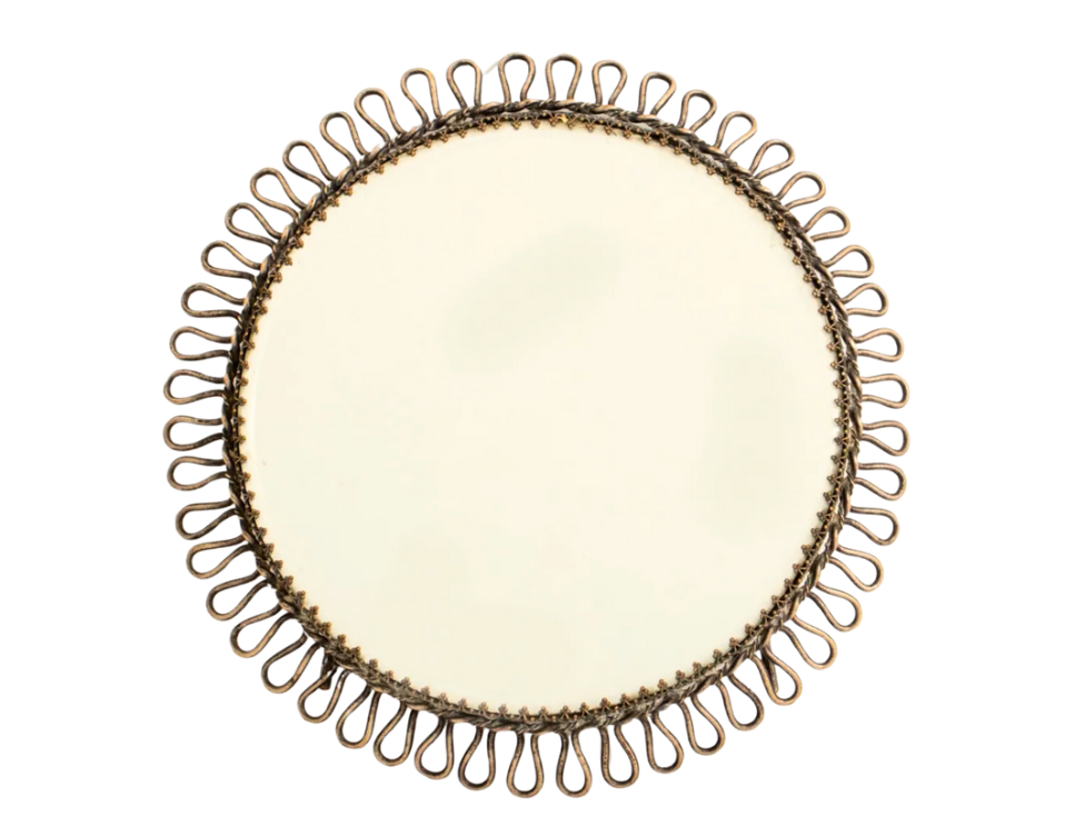 1940's French Brass Table Mirror with Spiral Design