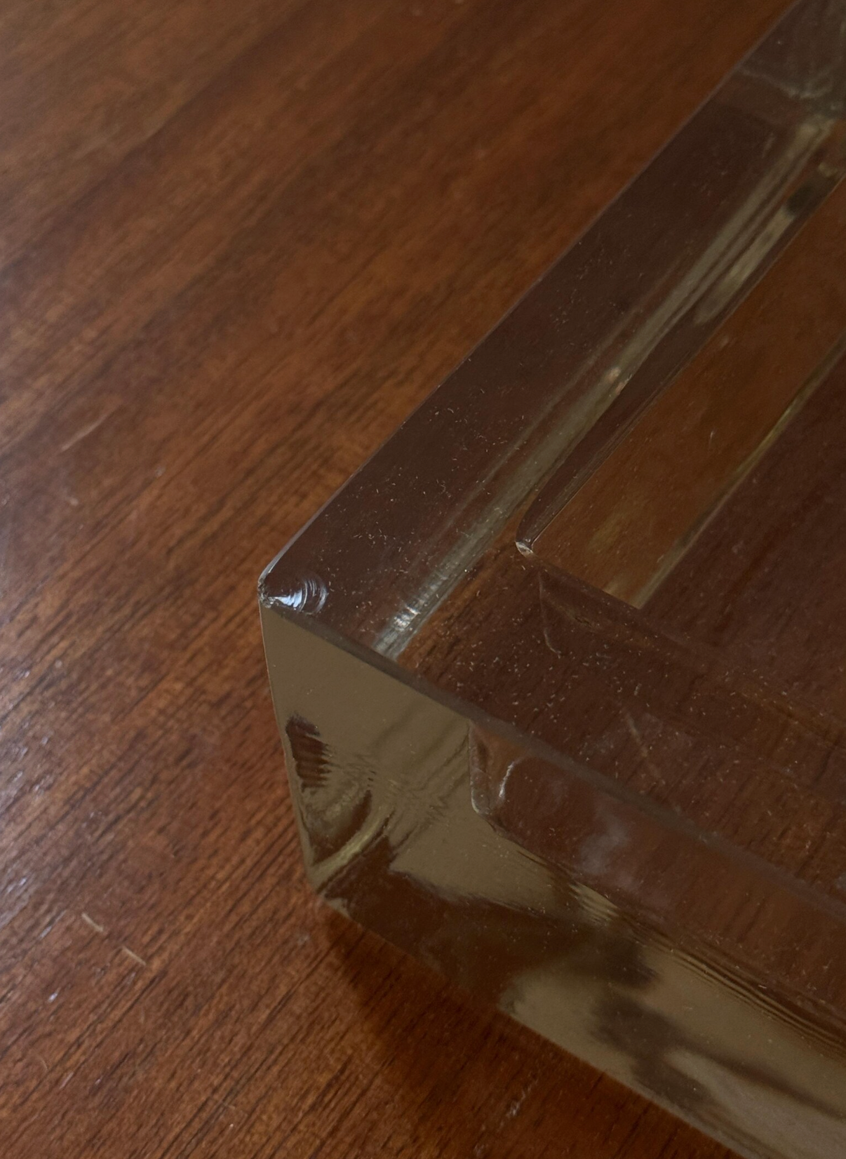 Vintage smoked Cast Glass Heavy Weight Ashtray