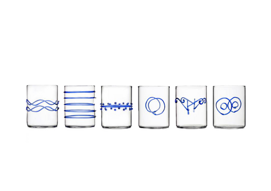 Blue Deco Glasses (Set of 6)