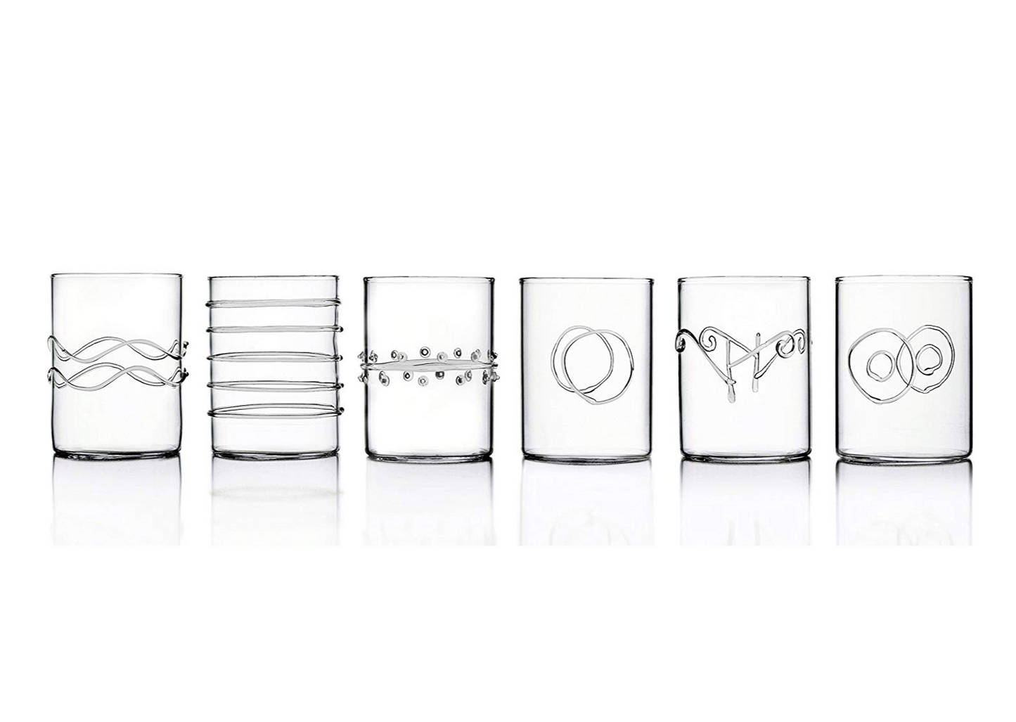 White Smoke Clear Deco Glasses (Set of 6)