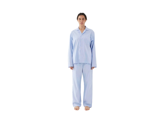 Poplin Pyjamas-Dress Shirt Blue