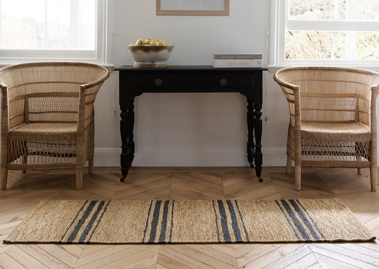 River Ticking Runner Nook - Natural & Indigo