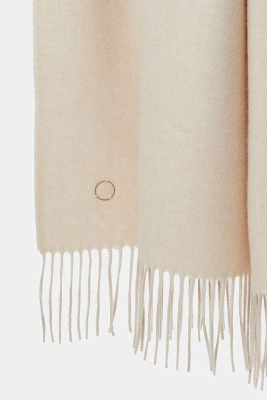 Uno Classic Fringed Two-Tone Cashmere Throw Ecru