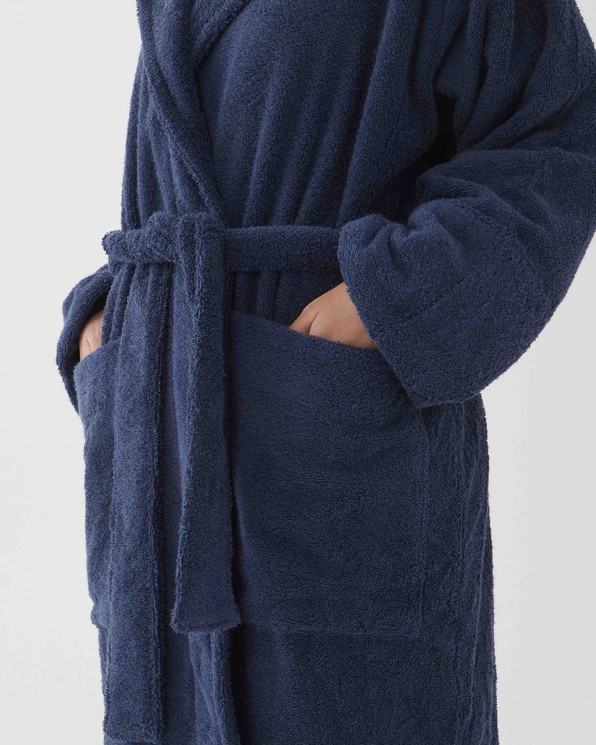 Lavender Hooded Bathrobe - Navy