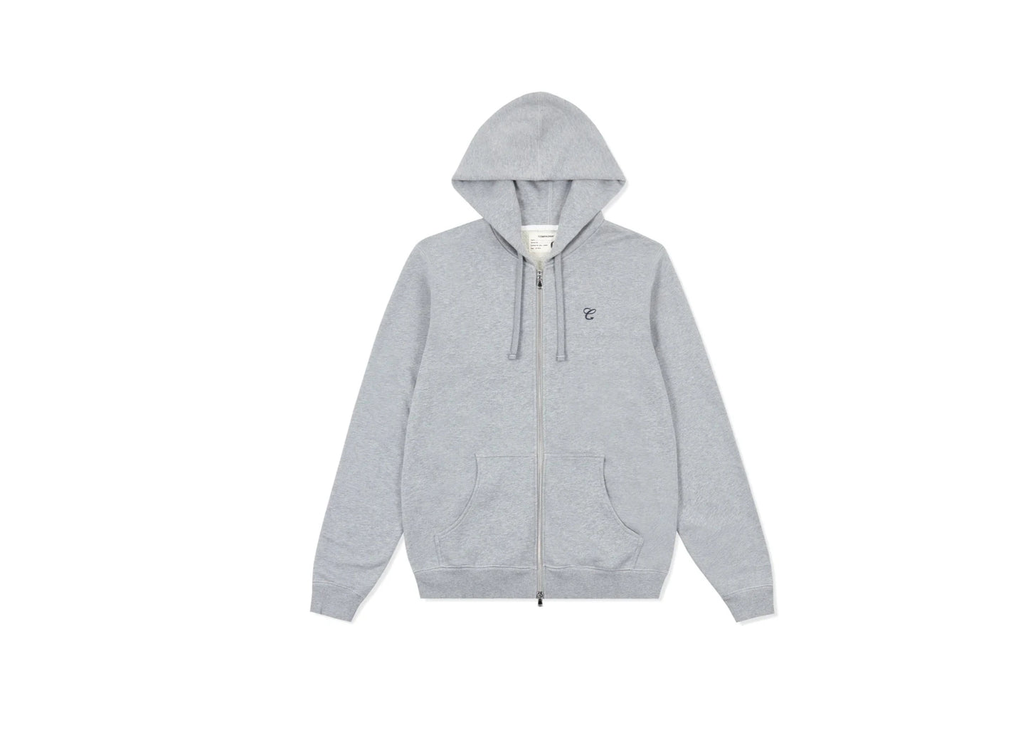 TRIDENT LOGO ZIP-UP HOODIE - Grey