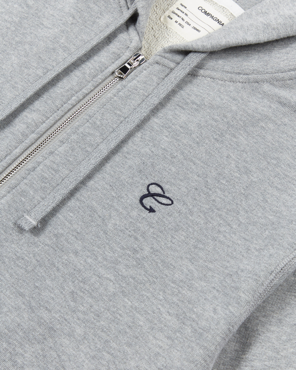 TRIDENT LOGO ZIP-UP HOODIE - Grey