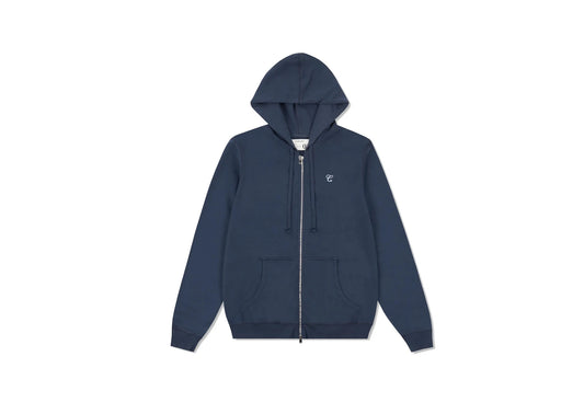 TRIDENT LOGO ZIP-UP HOODIE - Blue