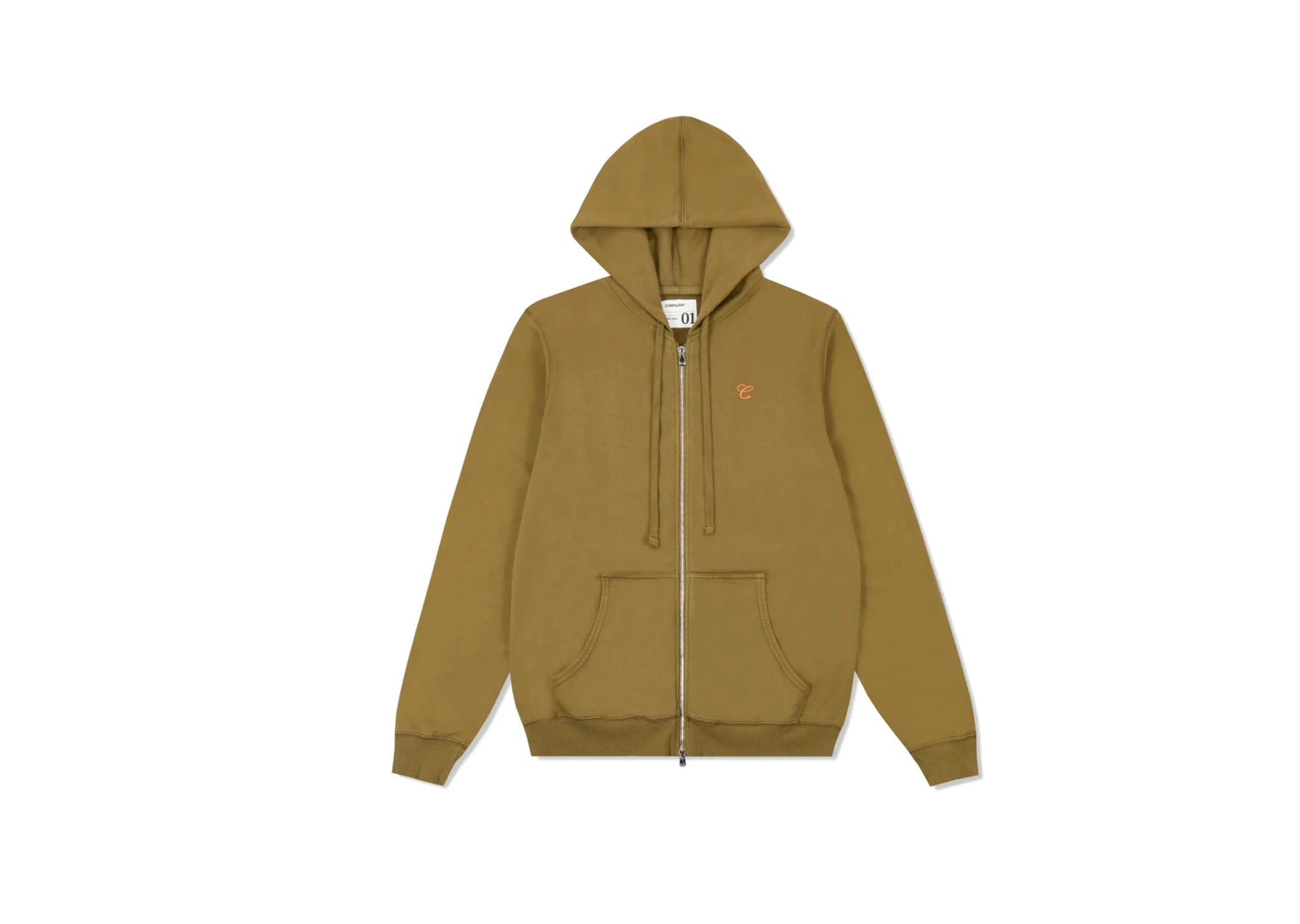 TRIDENT LOGO ZIP-UP HOODIE - Olive