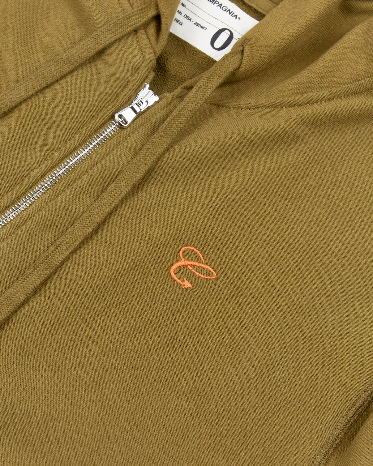 TRIDENT LOGO ZIP-UP HOODIE - Olive