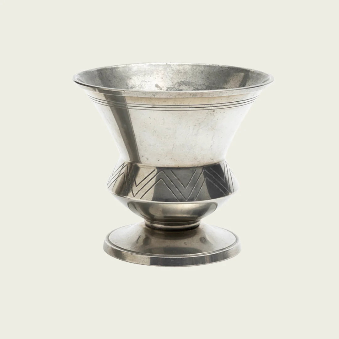 1930's Swedish Polished Pewter Footed Wide Mouth Vase / Bowl by GAB Tenn