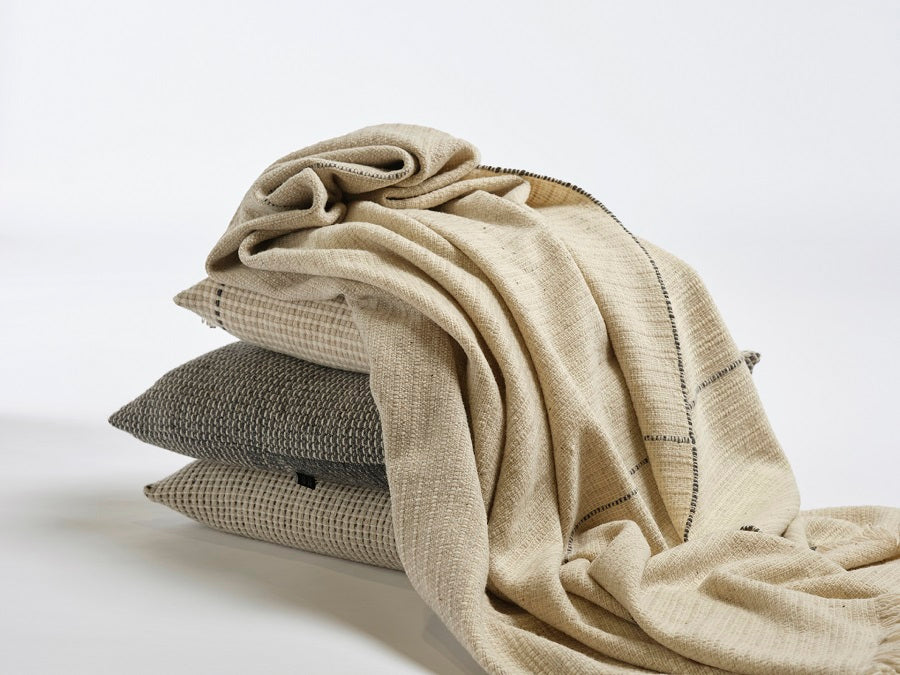 Light Gray Aran Bedspread Blanket - Off White/Grey