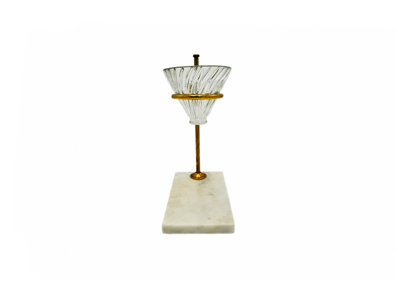 Light Gray Brass & Marble Pour Over Stand