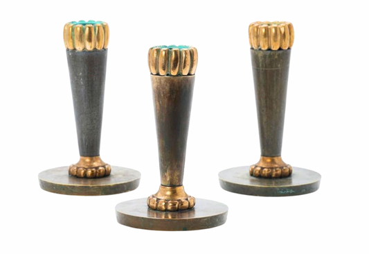Trio of 1930's Bronze Art Deco Candle Holders