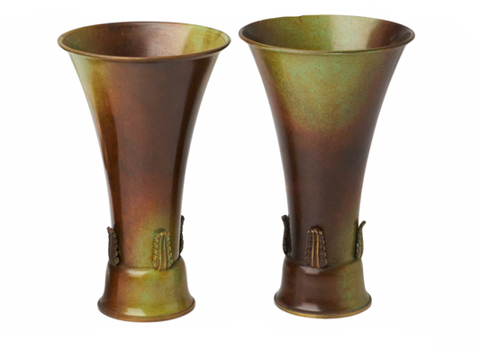 Bronze “Kunga Vasen” Swedish Grace Vases by Ystad Brons
