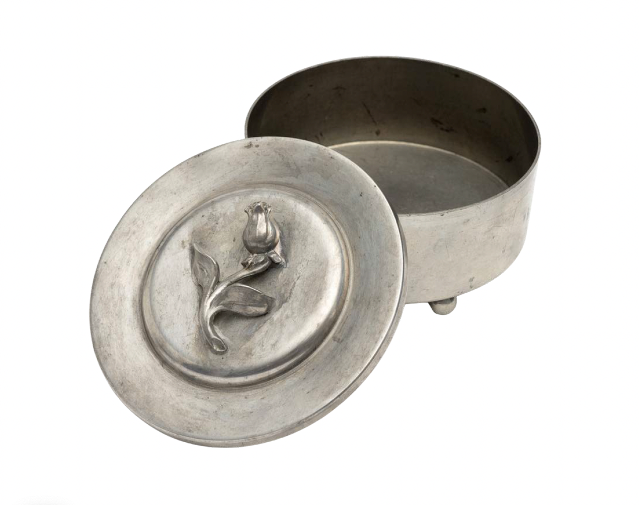 575.00Pewter Box with Lid with Rose Lid-Pull by C.G Hallberg