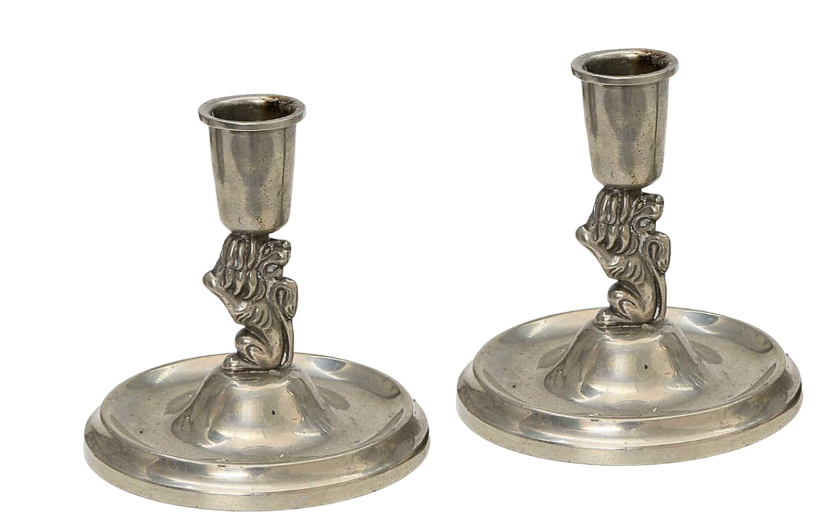 Pair of Art Deco Pewter Candlesticks by CG Hallberg
