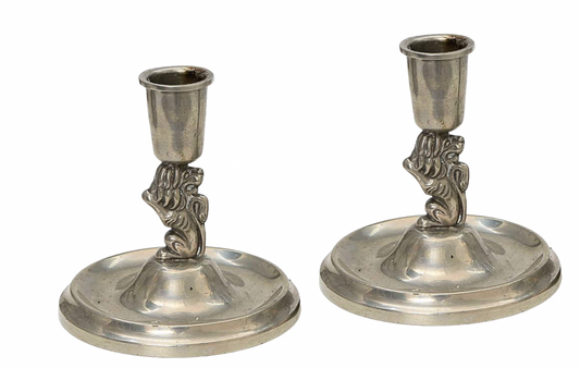Pair of Art Deco Pewter Candlesticks by CG Hallberg