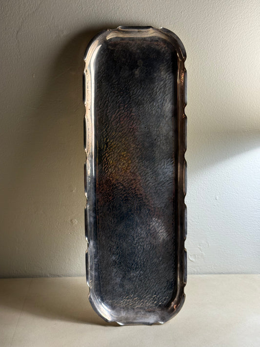 Nickel Silver Art Deco Hammered Tray by B. Bohrmann Nachfolger