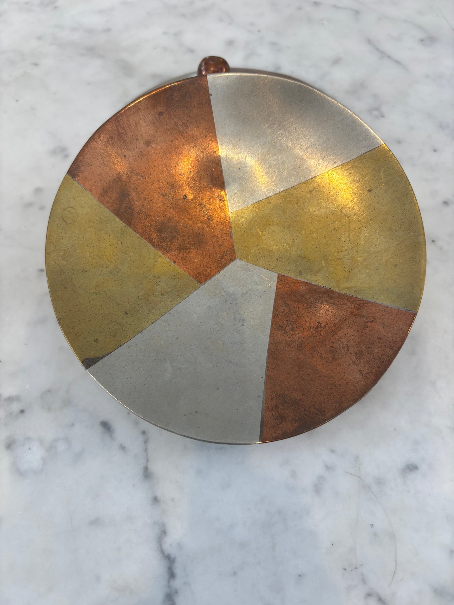 1950's Mexican Brass, Copper & Nickel Dish by Metales Casados
