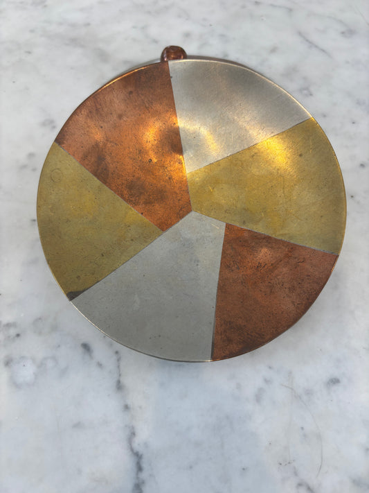 1950's Mexican Brass, Copper & Nickel Dish by Metales Casados