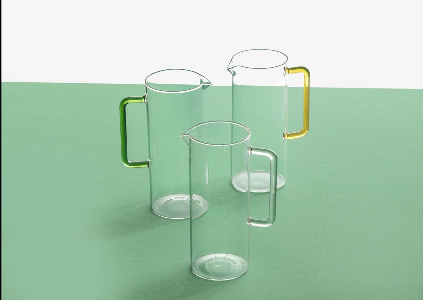 Dark Sea Green Tube - Jug with Yellow Handle